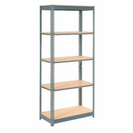 GLOBAL INDUSTRIAL 5 Shelf, Boltless Shelving, Starter, 48inW x 18inD x 60inH, Wood Deck 255428